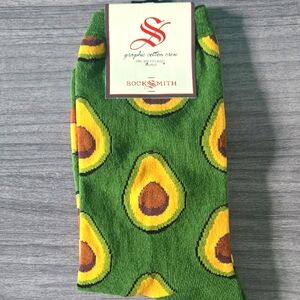 SockSmith Avocado Socks NWT New W Tags One Size Fits Most Cotton Comfy Green
